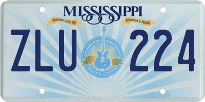 MS license plate ZLU224