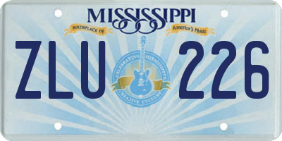 MS license plate ZLU226