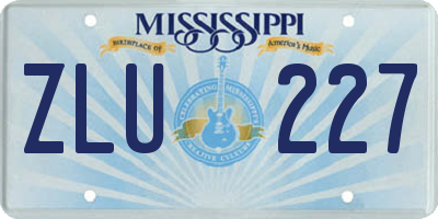 MS license plate ZLU227