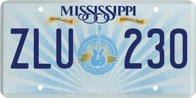 MS license plate ZLU230