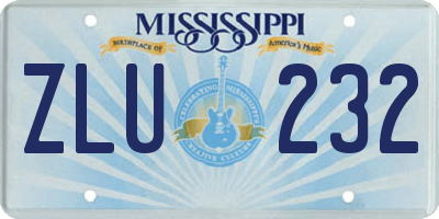 MS license plate ZLU232