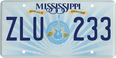 MS license plate ZLU233