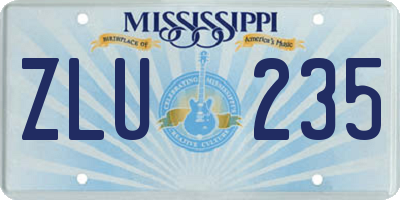 MS license plate ZLU235