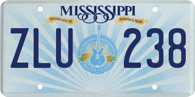 MS license plate ZLU238