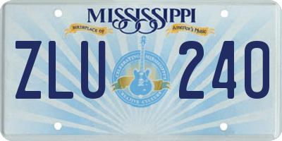 MS license plate ZLU240