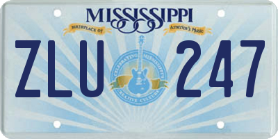 MS license plate ZLU247