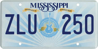MS license plate ZLU250