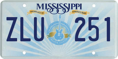 MS license plate ZLU251