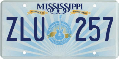 MS license plate ZLU257