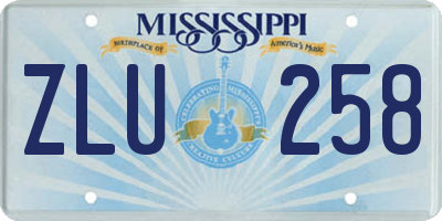 MS license plate ZLU258