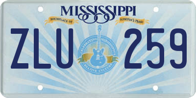 MS license plate ZLU259