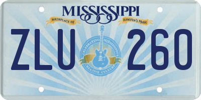 MS license plate ZLU260