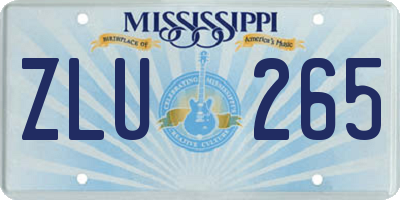 MS license plate ZLU265
