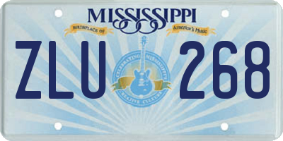 MS license plate ZLU268