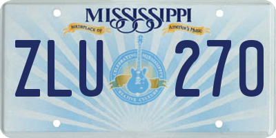 MS license plate ZLU270