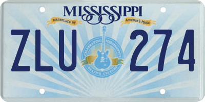 MS license plate ZLU274