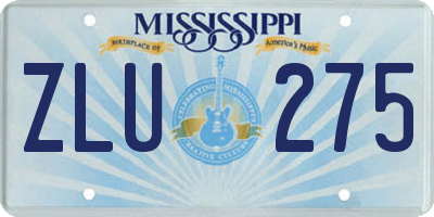 MS license plate ZLU275