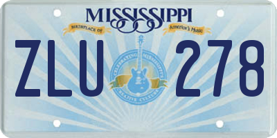 MS license plate ZLU278
