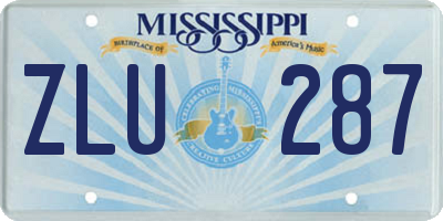 MS license plate ZLU287