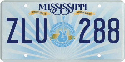 MS license plate ZLU288