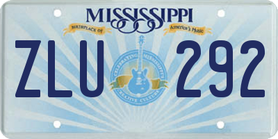 MS license plate ZLU292