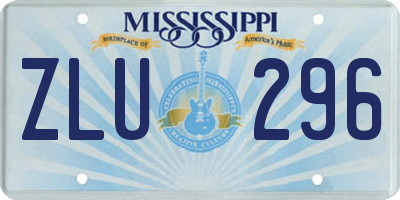 MS license plate ZLU296