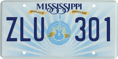 MS license plate ZLU301