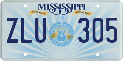 MS license plate ZLU305