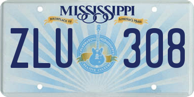 MS license plate ZLU308