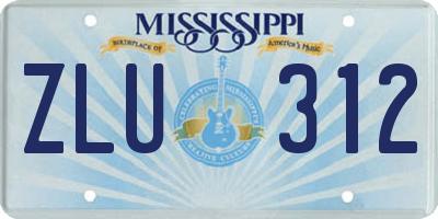 MS license plate ZLU312