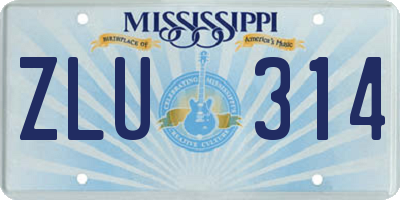MS license plate ZLU314