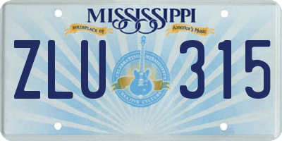 MS license plate ZLU315