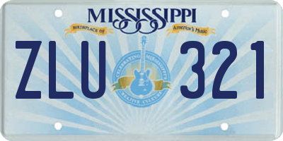 MS license plate ZLU321