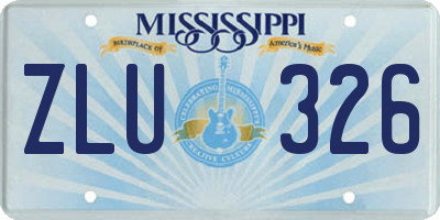 MS license plate ZLU326