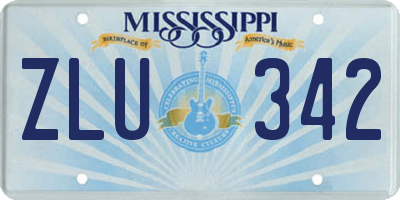 MS license plate ZLU342