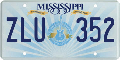 MS license plate ZLU352