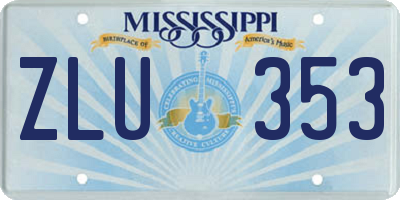 MS license plate ZLU353
