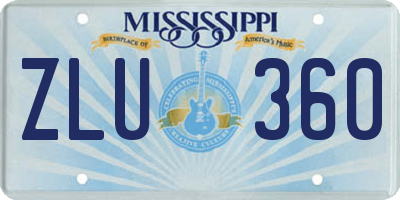 MS license plate ZLU360