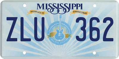 MS license plate ZLU362