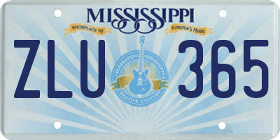 MS license plate ZLU365