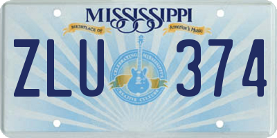 MS license plate ZLU374