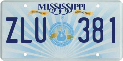 MS license plate ZLU381