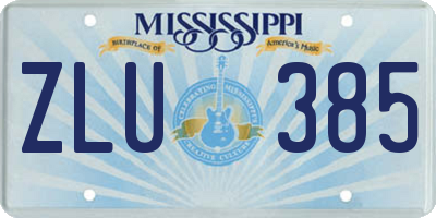 MS license plate ZLU385