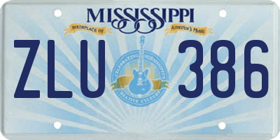 MS license plate ZLU386