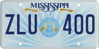 MS license plate ZLU400