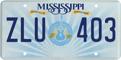 MS license plate ZLU403