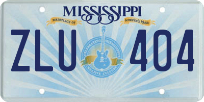 MS license plate ZLU404
