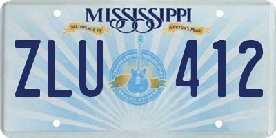 MS license plate ZLU412