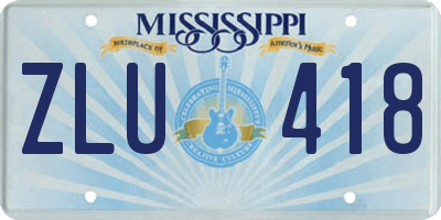 MS license plate ZLU418