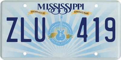 MS license plate ZLU419